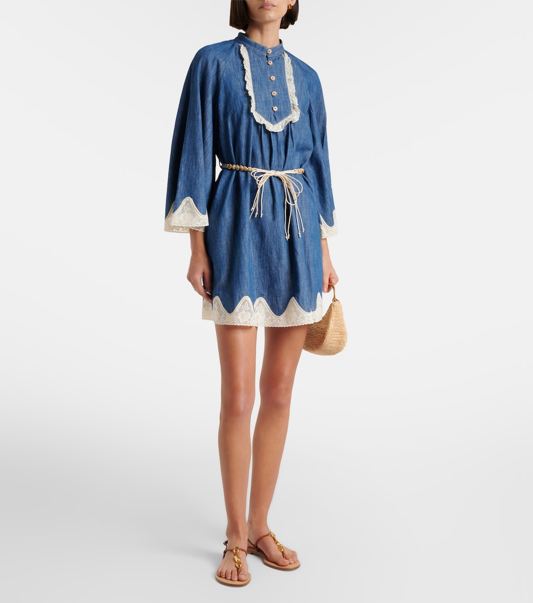 Minikleid Awaken aus Denim mit Spitze | Zimmermann