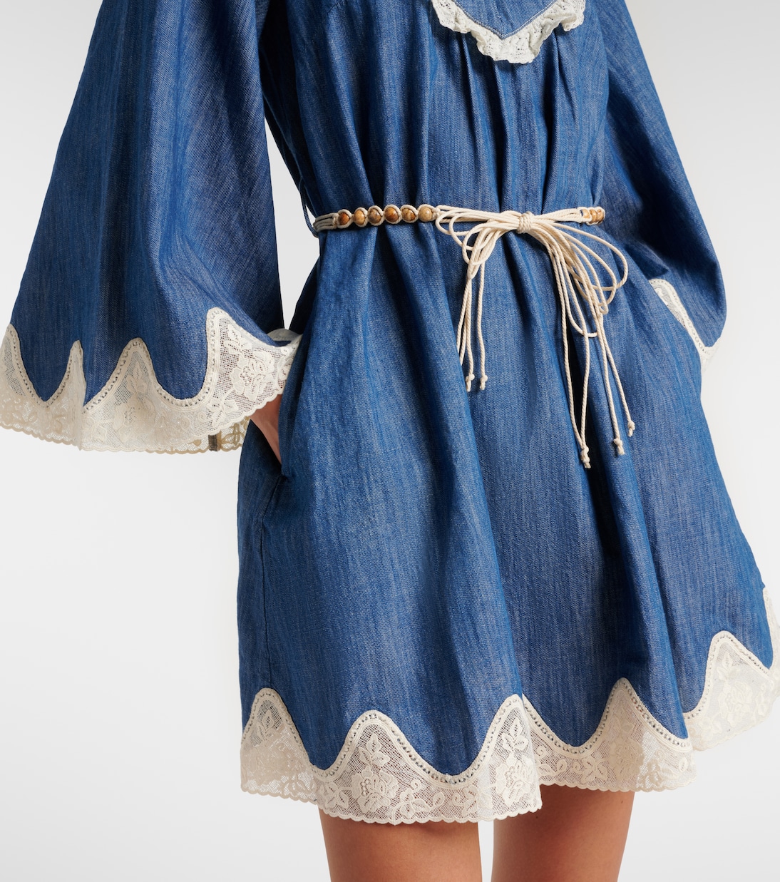 Minikleid Awaken aus Denim mit Spitze | Zimmermann