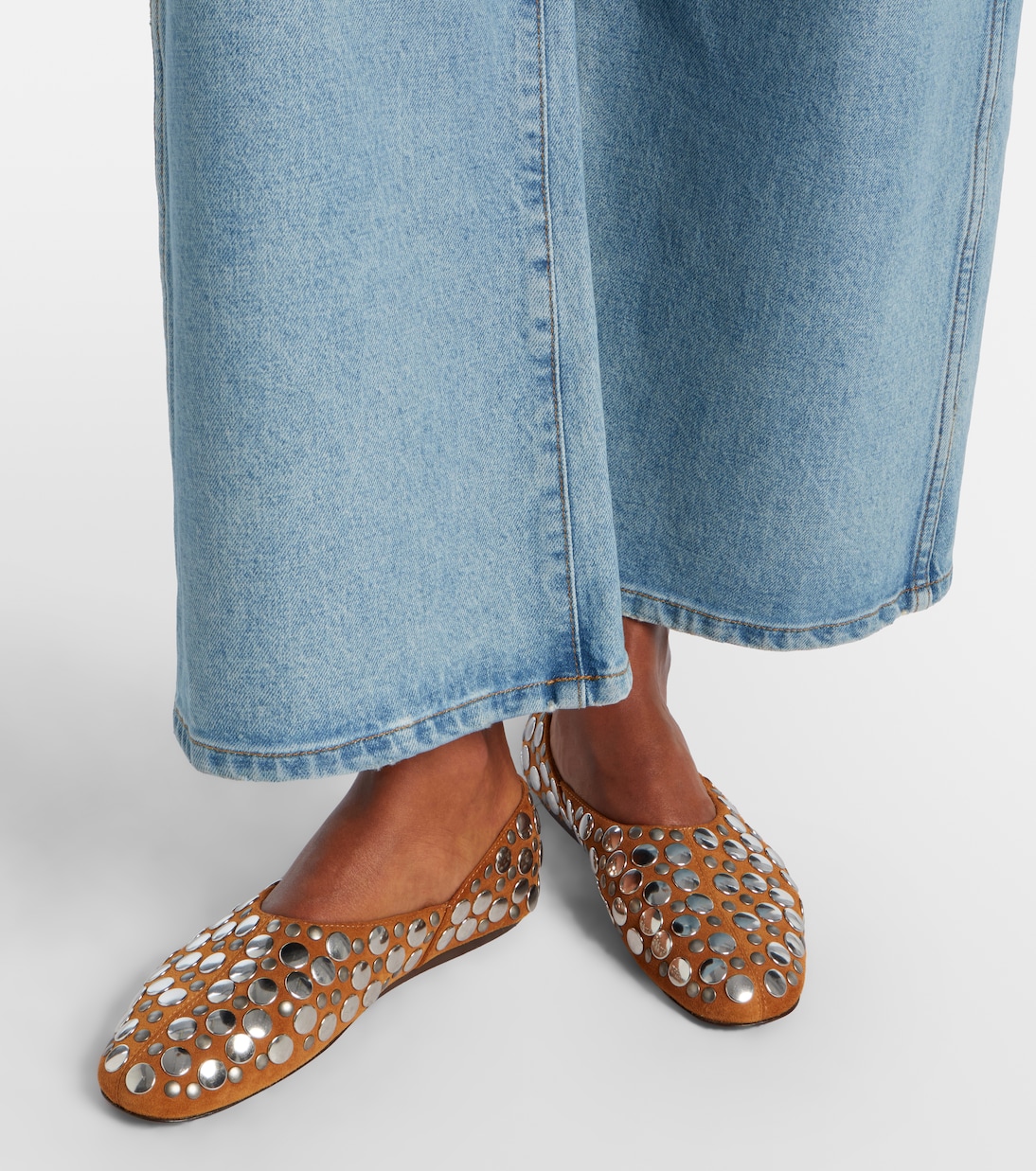 Jane studded suede ballet flats | Khaite