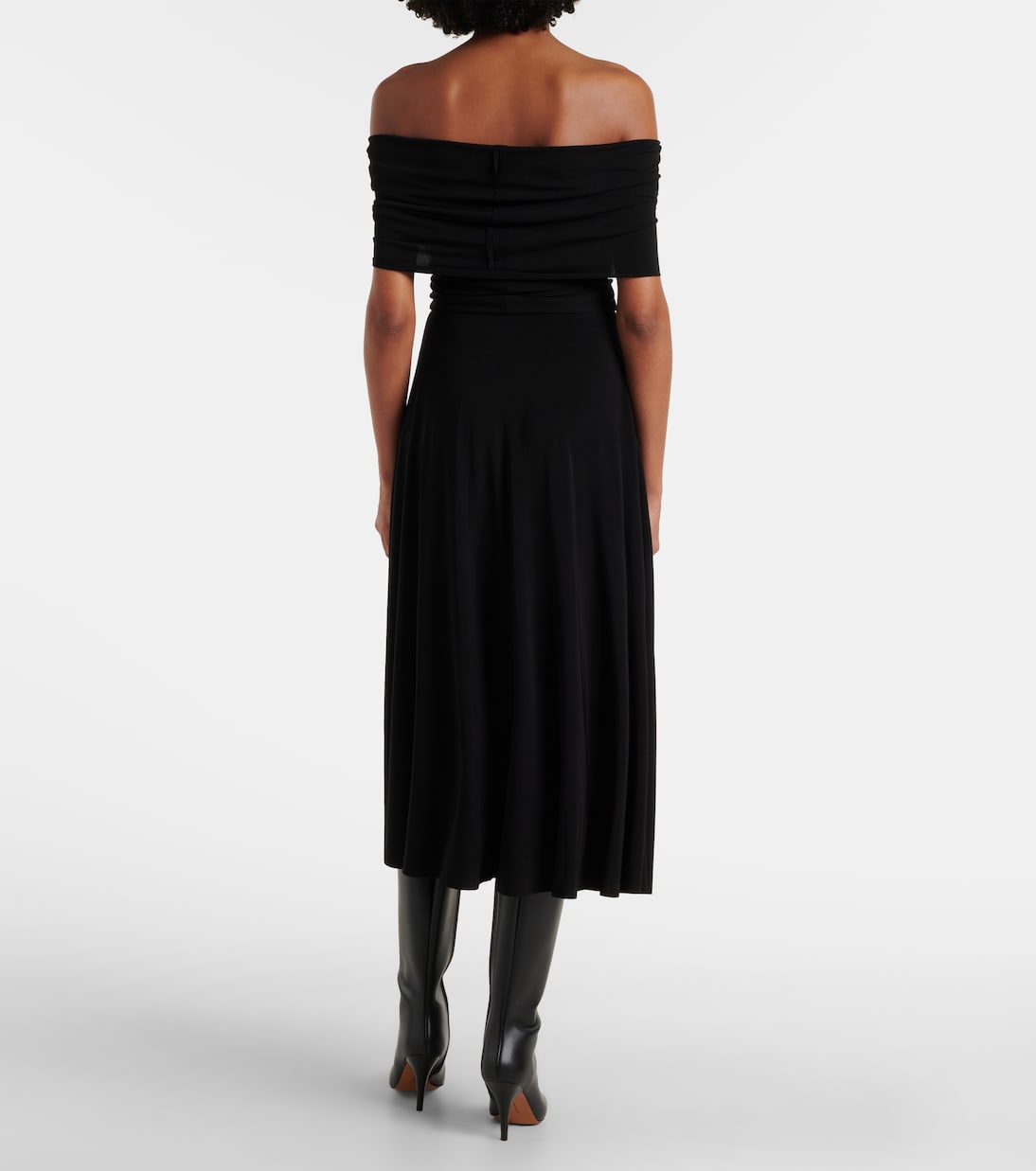 Draped off-shoulder midi dress | Norma Kamali