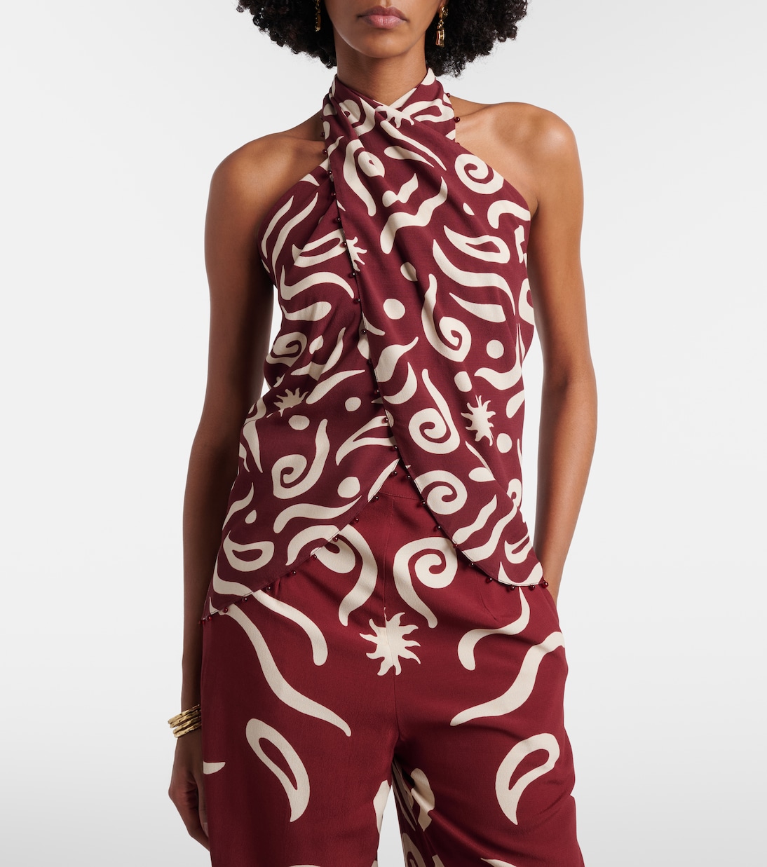 Zauma beaded printed top | Cala de la Cruz