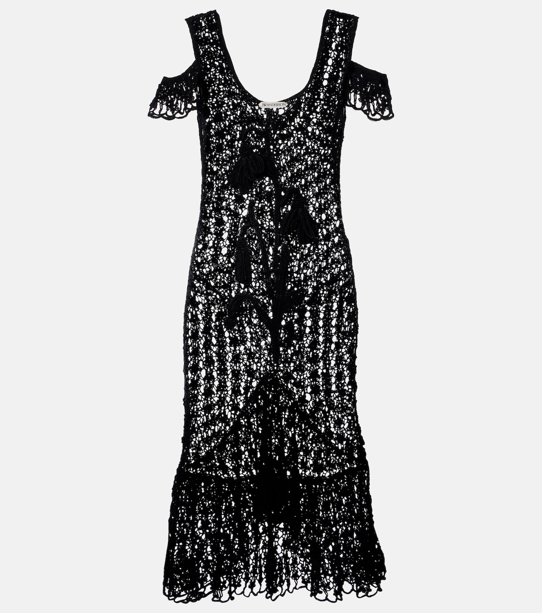 Ruffled crochet cotton midi dress | JW Anderson