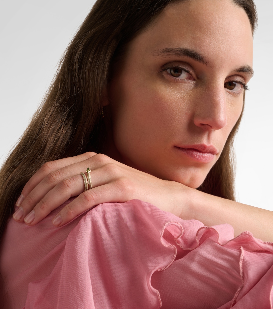 Shield Serpent 14kt gold ring with diamonds and green tourmaline | Stone and Strand