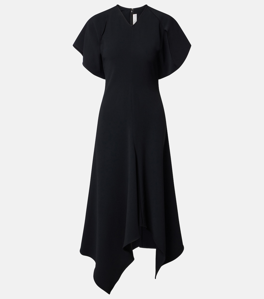 Vestido midi asimétrico de cady drapeado | Victoria Beckham