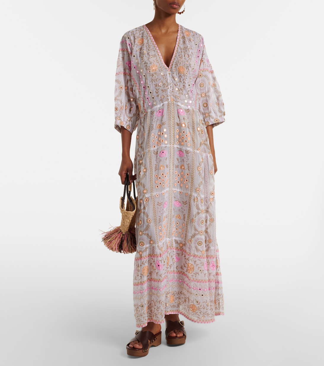 Verziertes Maxikleid aus Baumwolle | Juliet Dunn