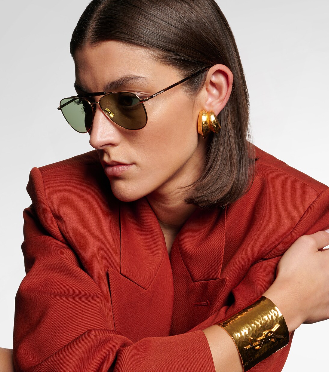 Gafas de sol de aviador SL Logo | Saint Laurent