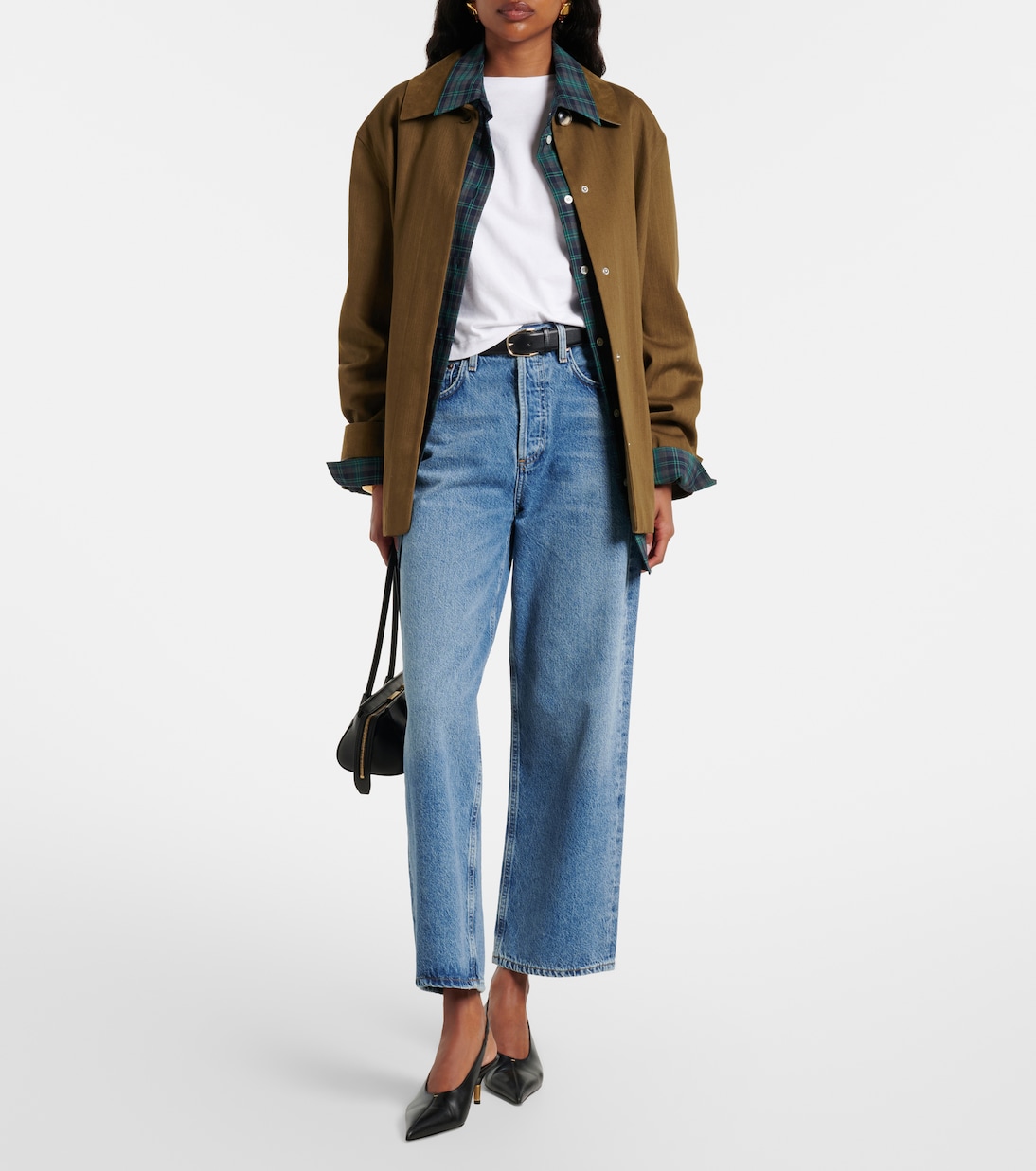 Adine cropped cotton jersey T-shirt | Agolde