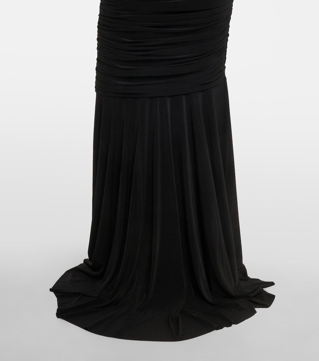 Off-shoulder ruched jersey gown | Norma Kamali