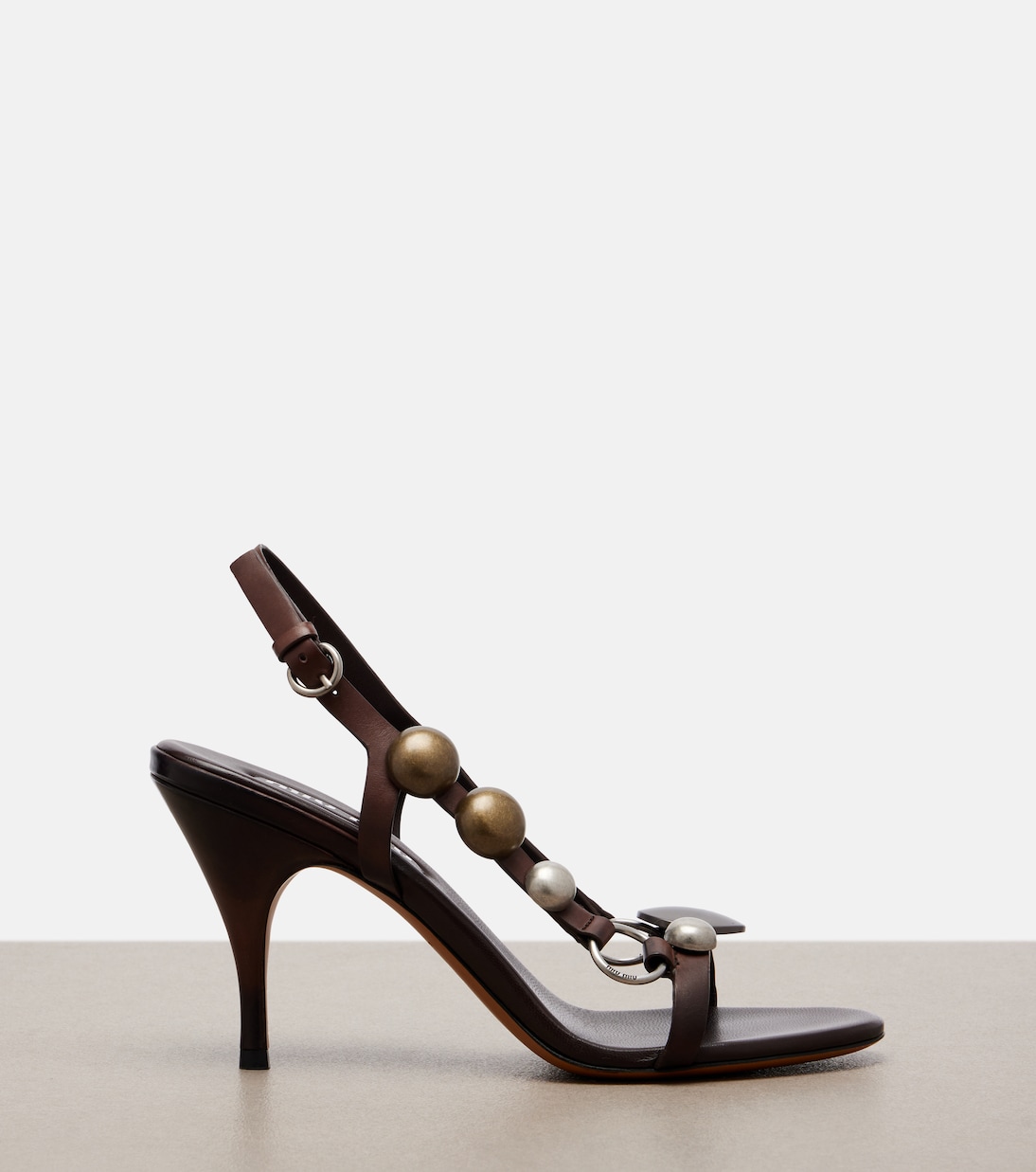 Embellished leather sandals | Miu Miu