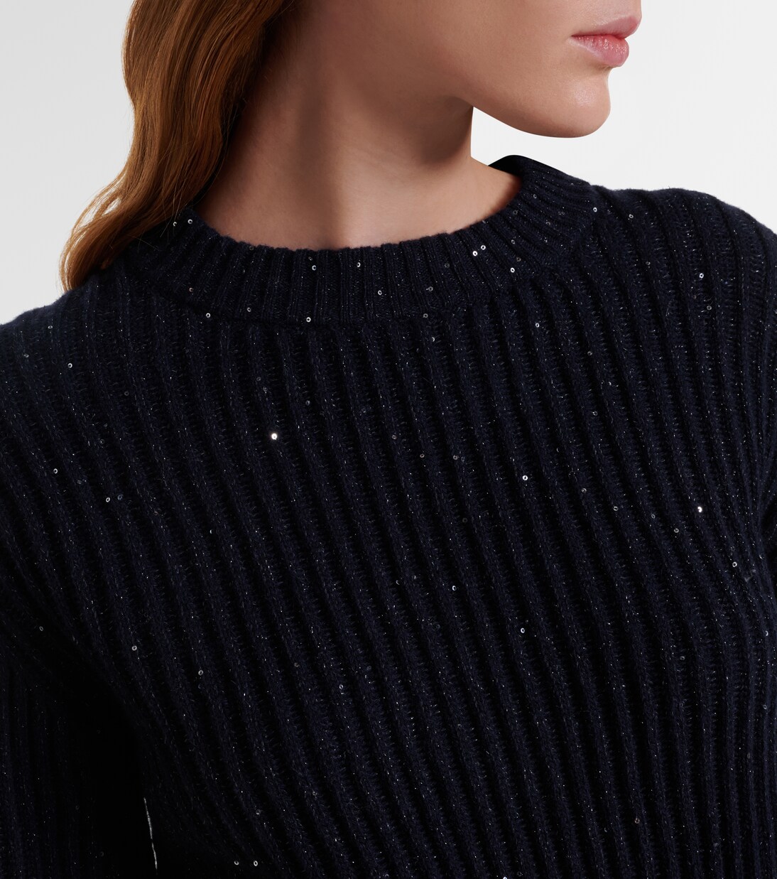 Sequined cashmere and wool-blend sweater | Brunello Cucinelli