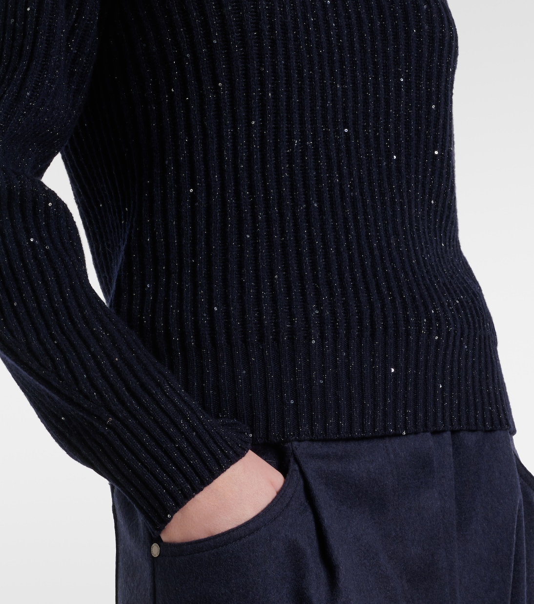 Sequined cashmere and wool-blend sweater | Brunello Cucinelli