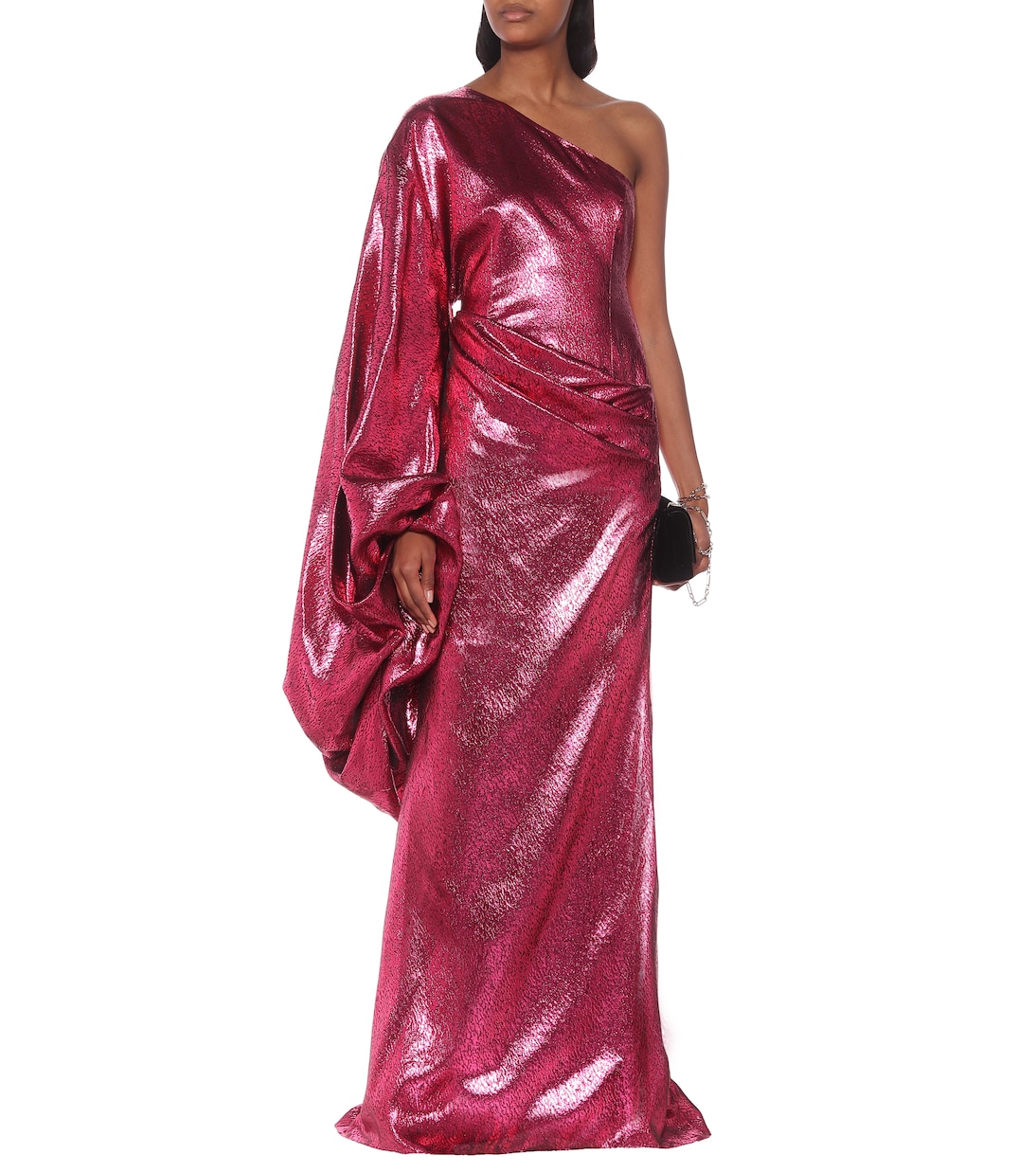 Metallic asymmetric gown | Halpern