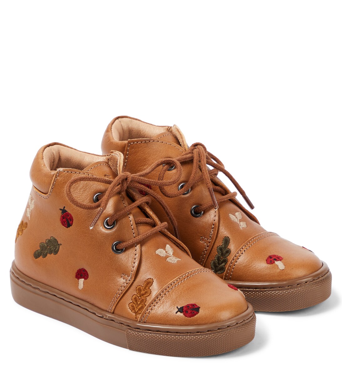 Embroidered lace-up leather shoes | Petit Nord