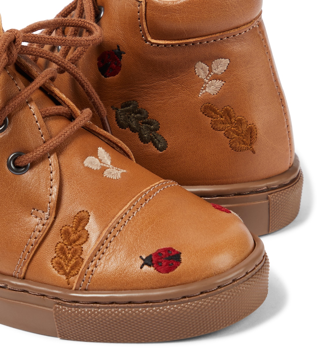 Embroidered lace-up leather shoes | Petit Nord