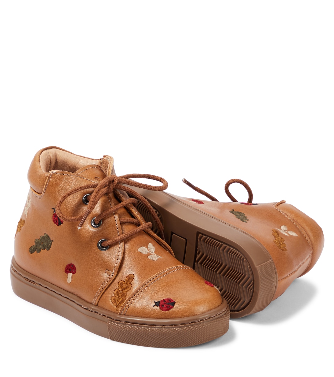 Embroidered lace-up leather shoes | Petit Nord