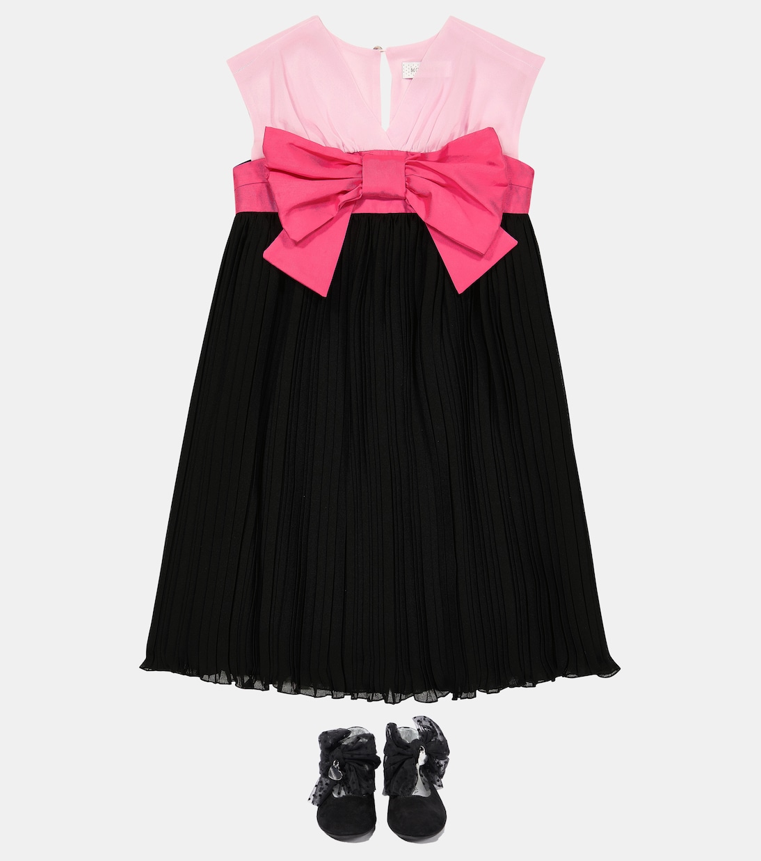 Bow-trimmed suede ballet flats | Monnalisa