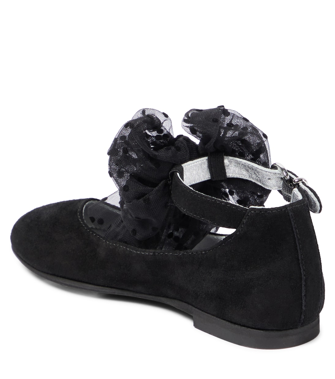 Bow-trimmed suede ballet flats | Monnalisa