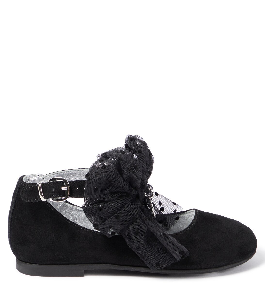 Bow-trimmed suede ballet flats | Monnalisa