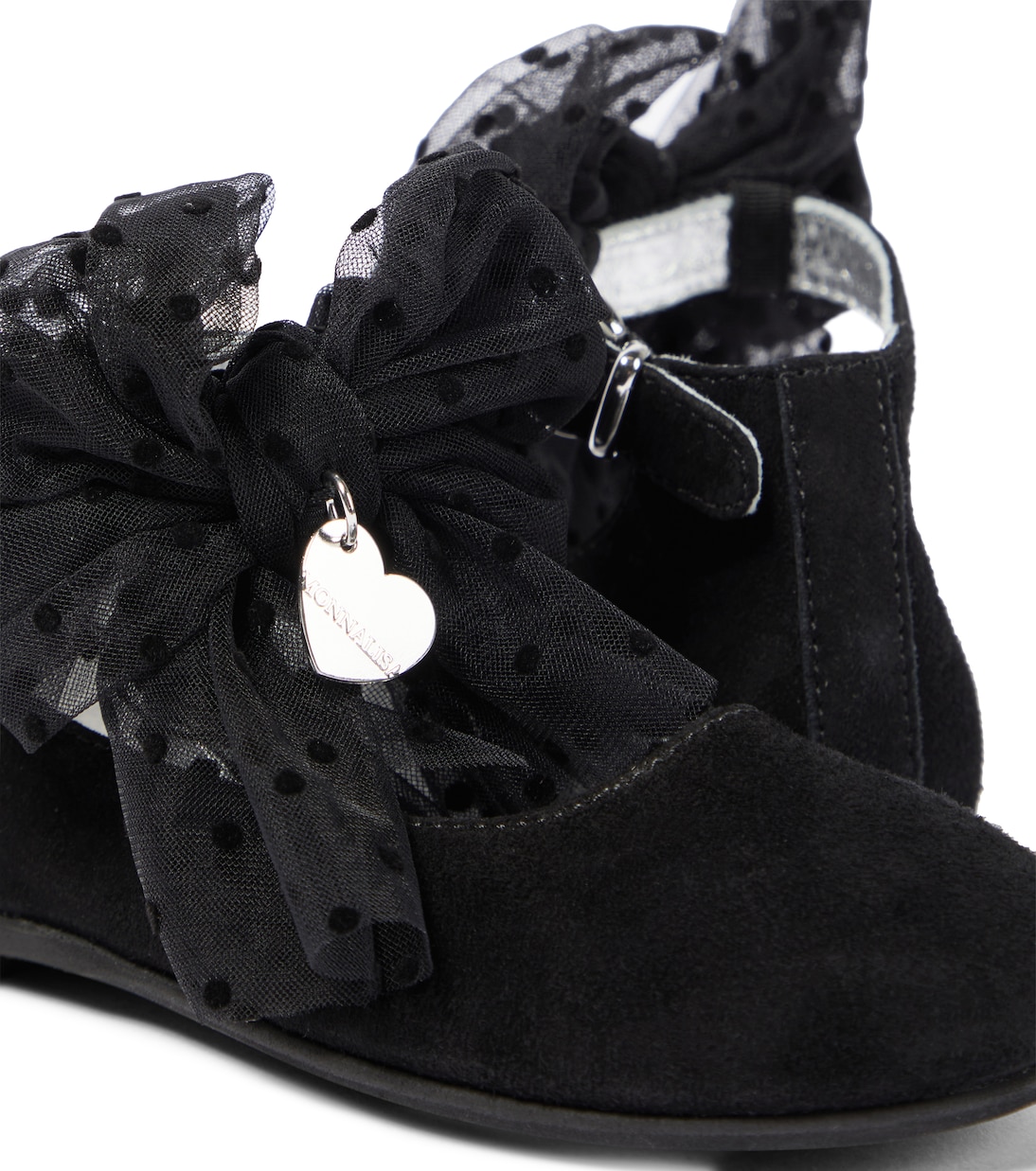 Bow-trimmed suede ballet flats | Monnalisa
