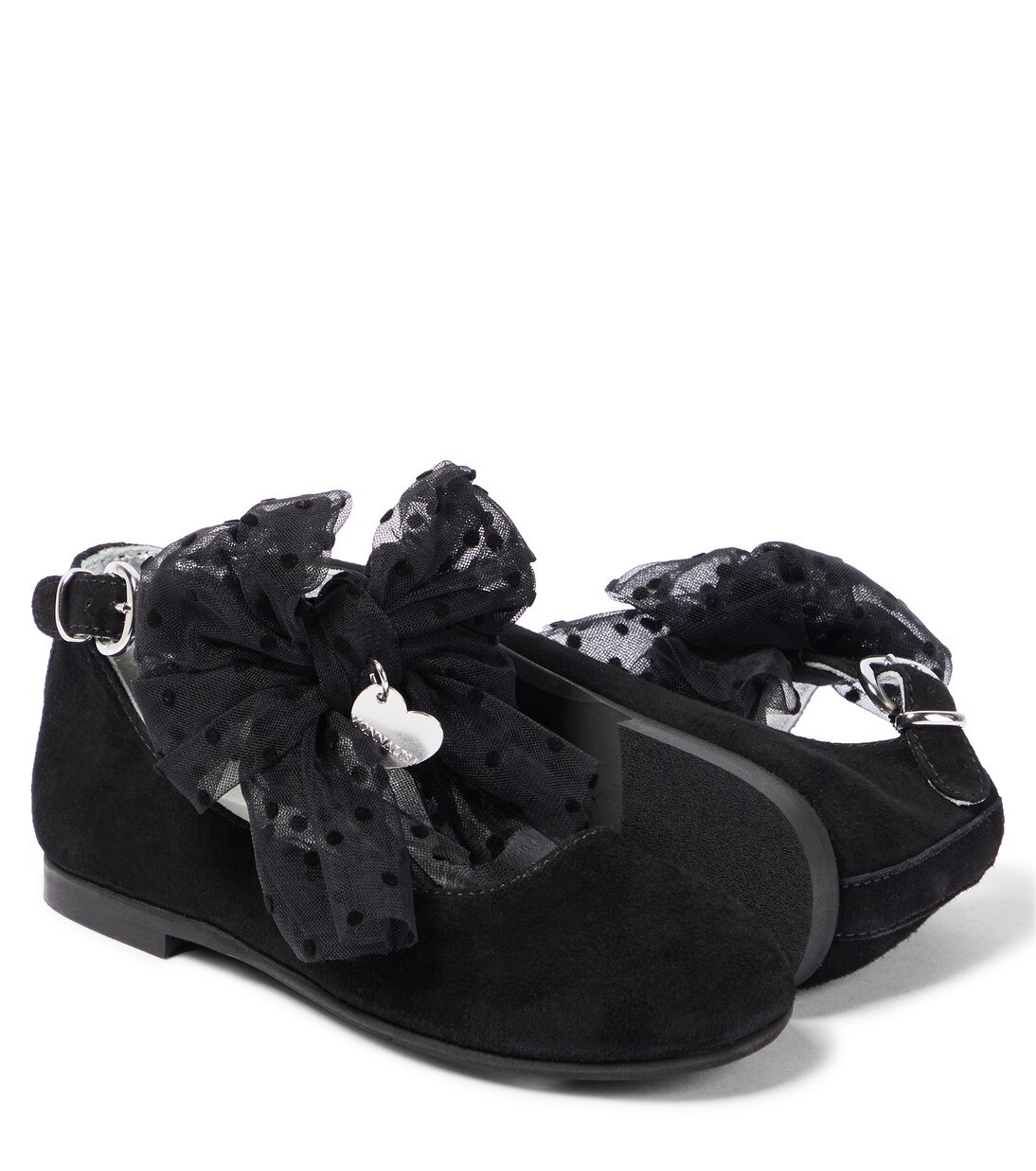 Bow-trimmed suede ballet flats | Monnalisa