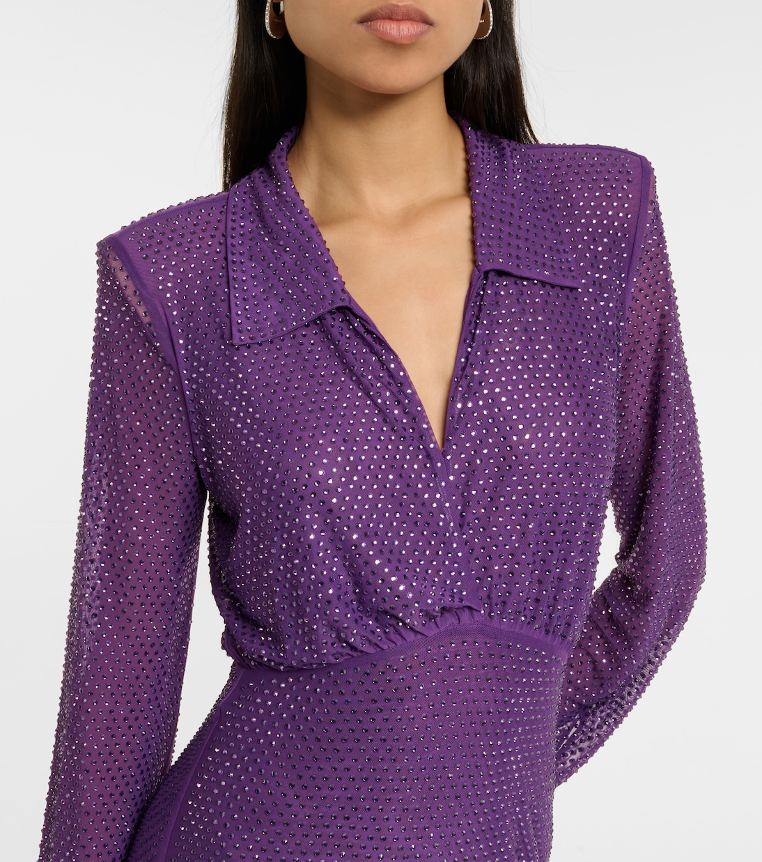 Verziertes Maxikleid aus Mesh | Self-Portrait