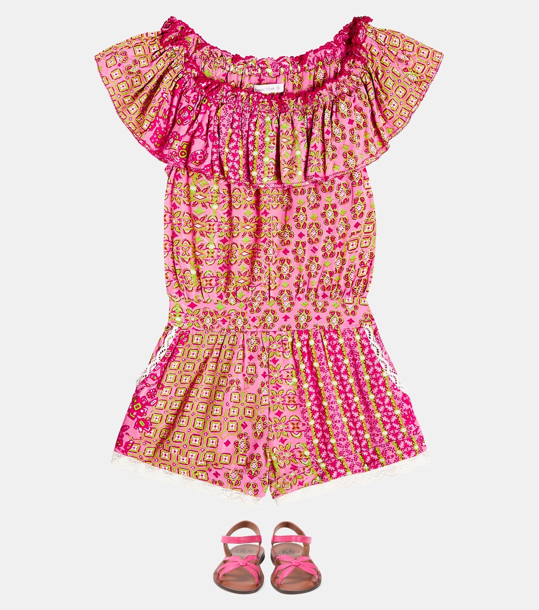 Bella floral off-shoulder playsuit | Poupette St Barth Kids