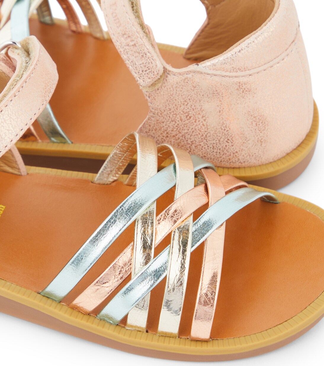 Poppy Lux metallic leather sandals  | Pom d'Api