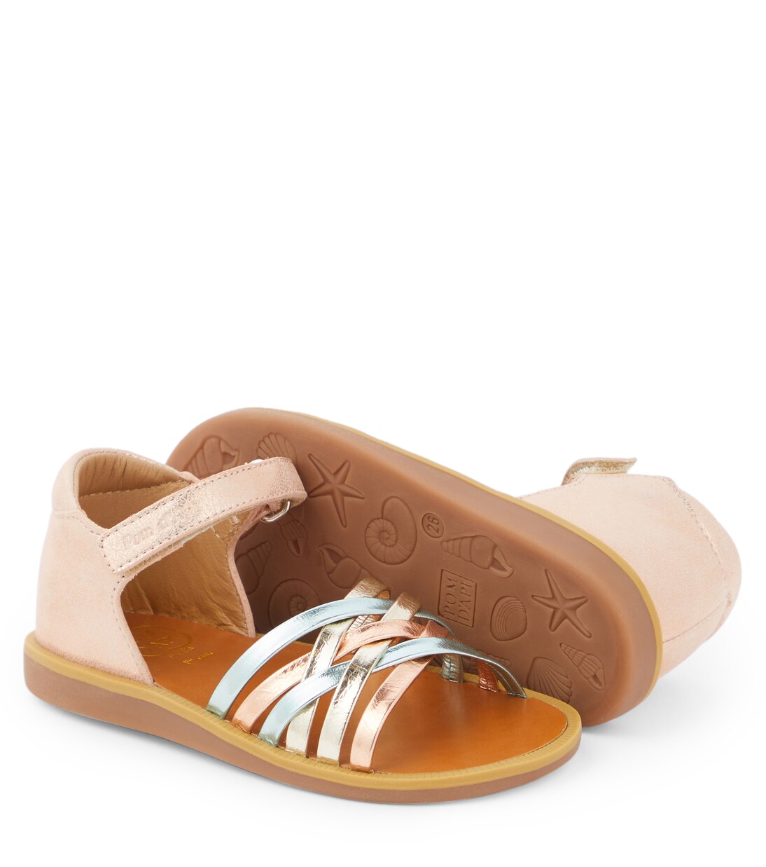 Poppy Lux metallic leather sandals  | Pom d'Api