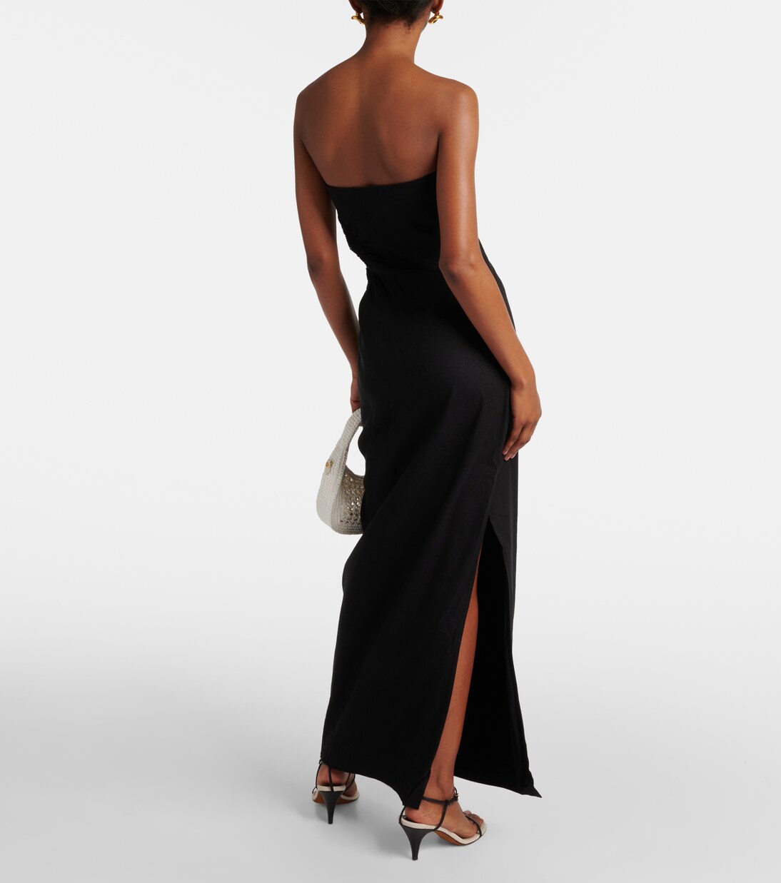 Robe midi Dorian brodée en lin et coton | SIR