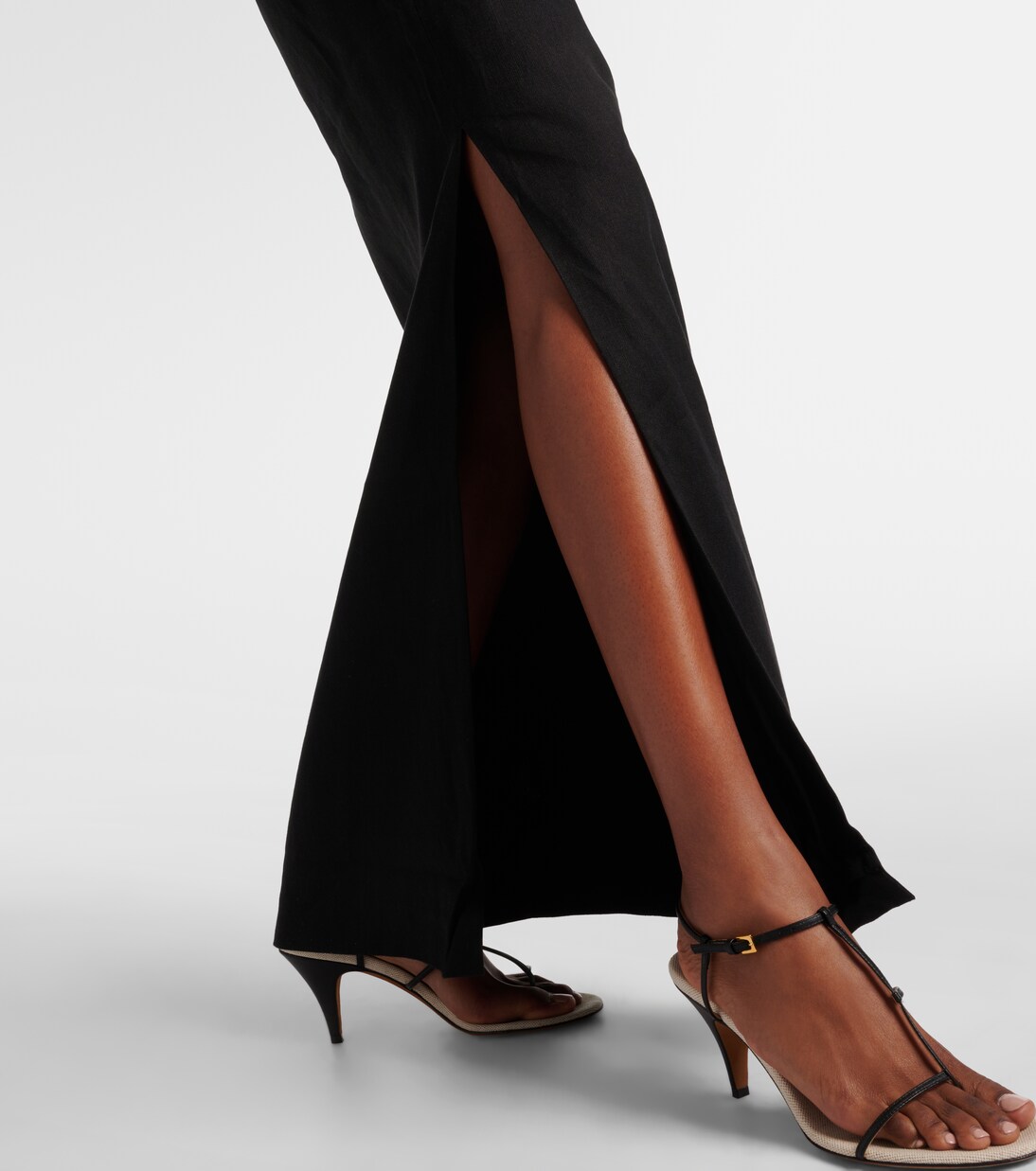 Robe midi Dorian brodée en lin et coton | SIR