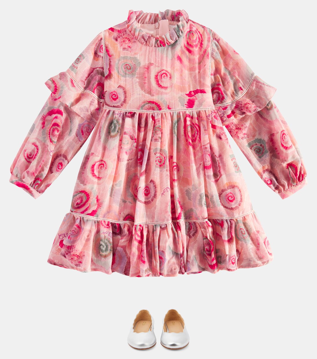Printed ruffled wool dress | Chloé Kids