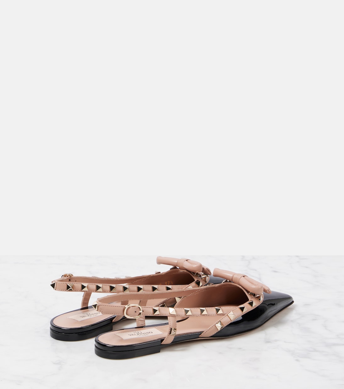Rockstud Bow patent leather slingback flats | Valentino Garavani