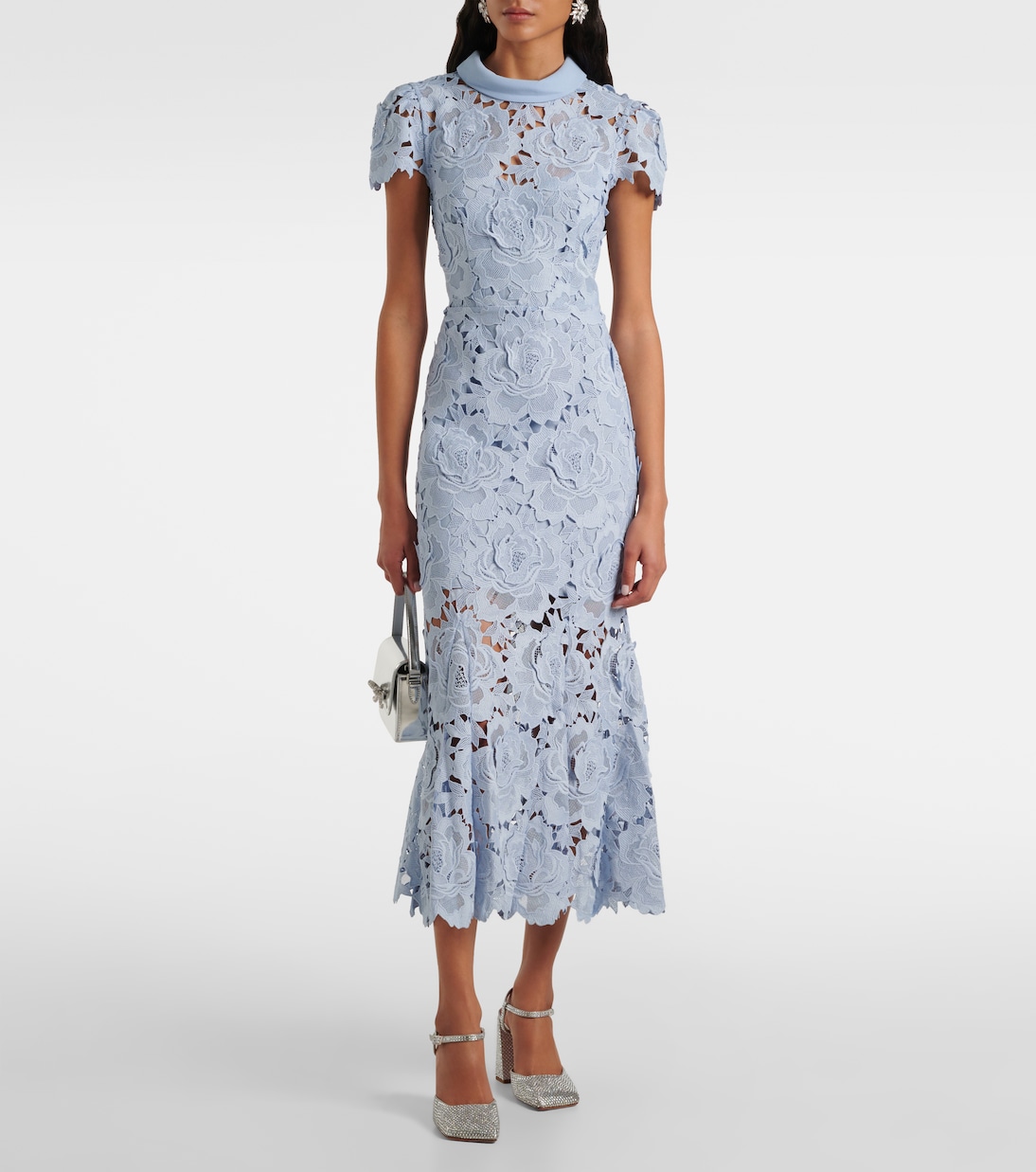 فستان كوكتيل من الدانتيل بنقشة الورود | Self-Portrait