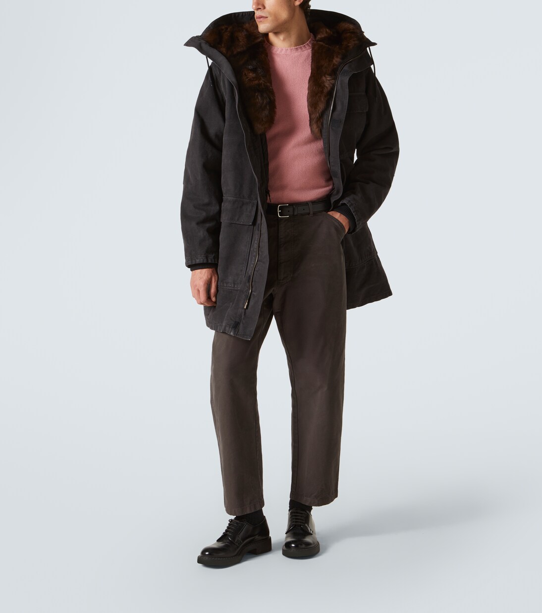 Gerade Hose aus Baumwolle mit Leder | Prada