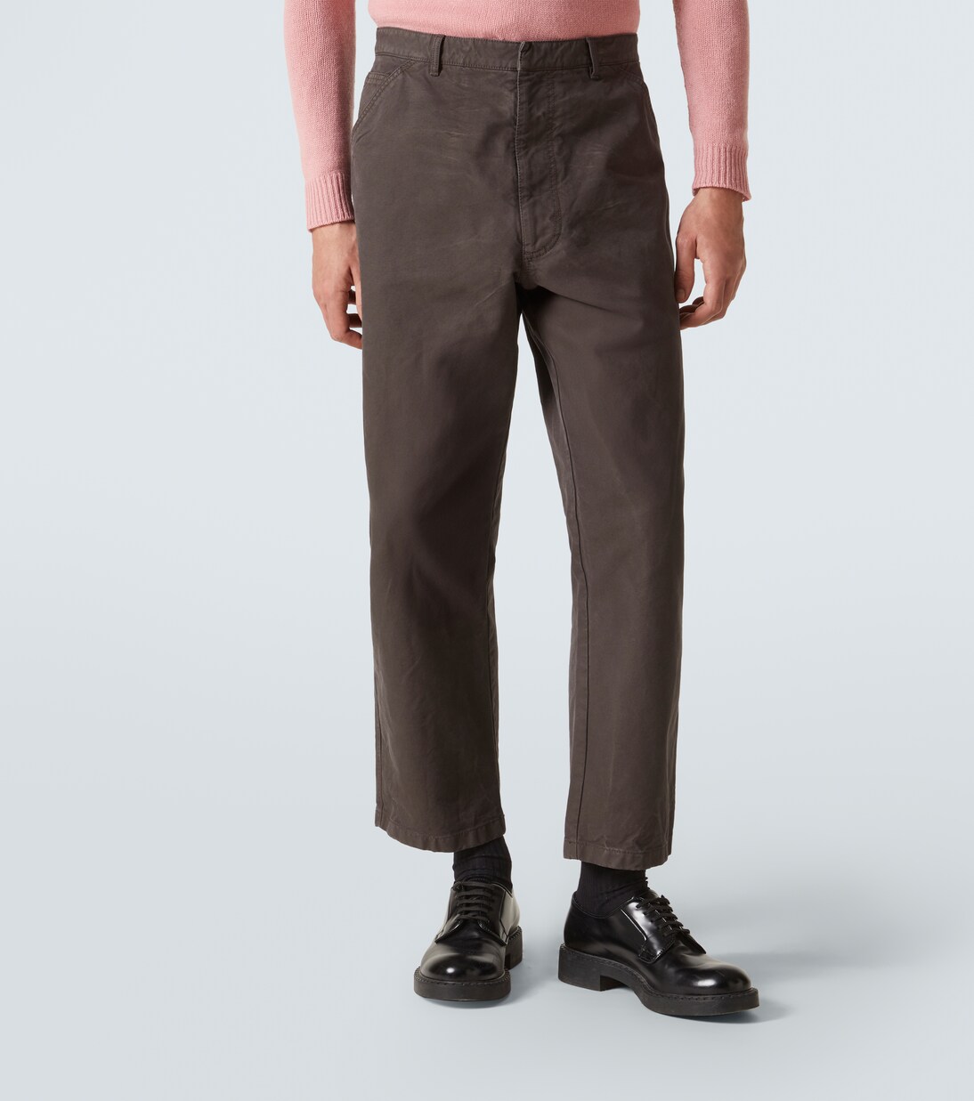 Gerade Hose aus Baumwolle mit Leder | Prada