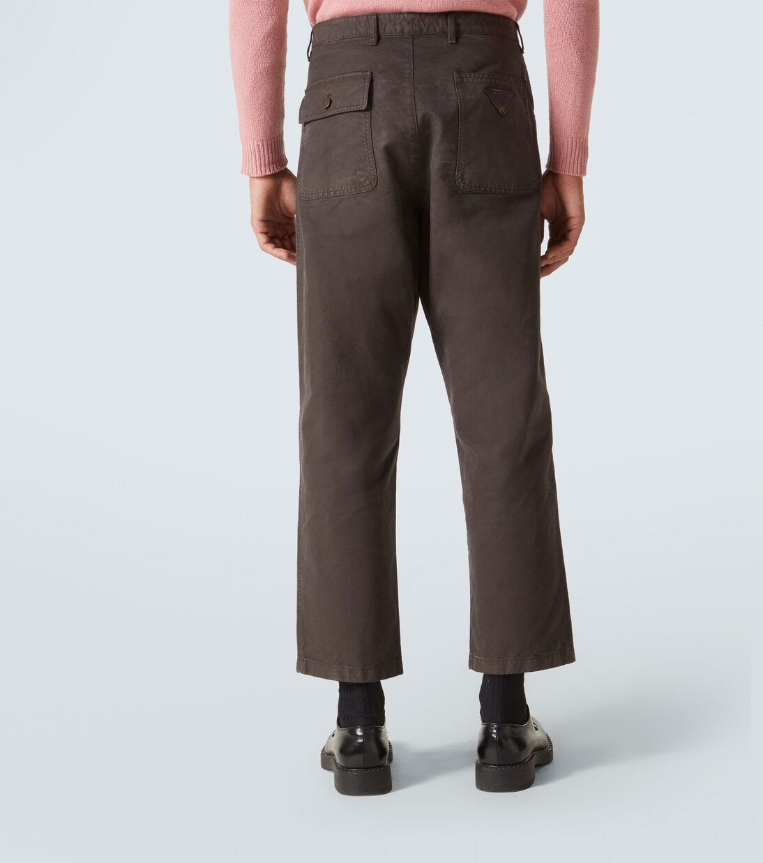 Gerade Hose aus Baumwolle mit Leder | Prada