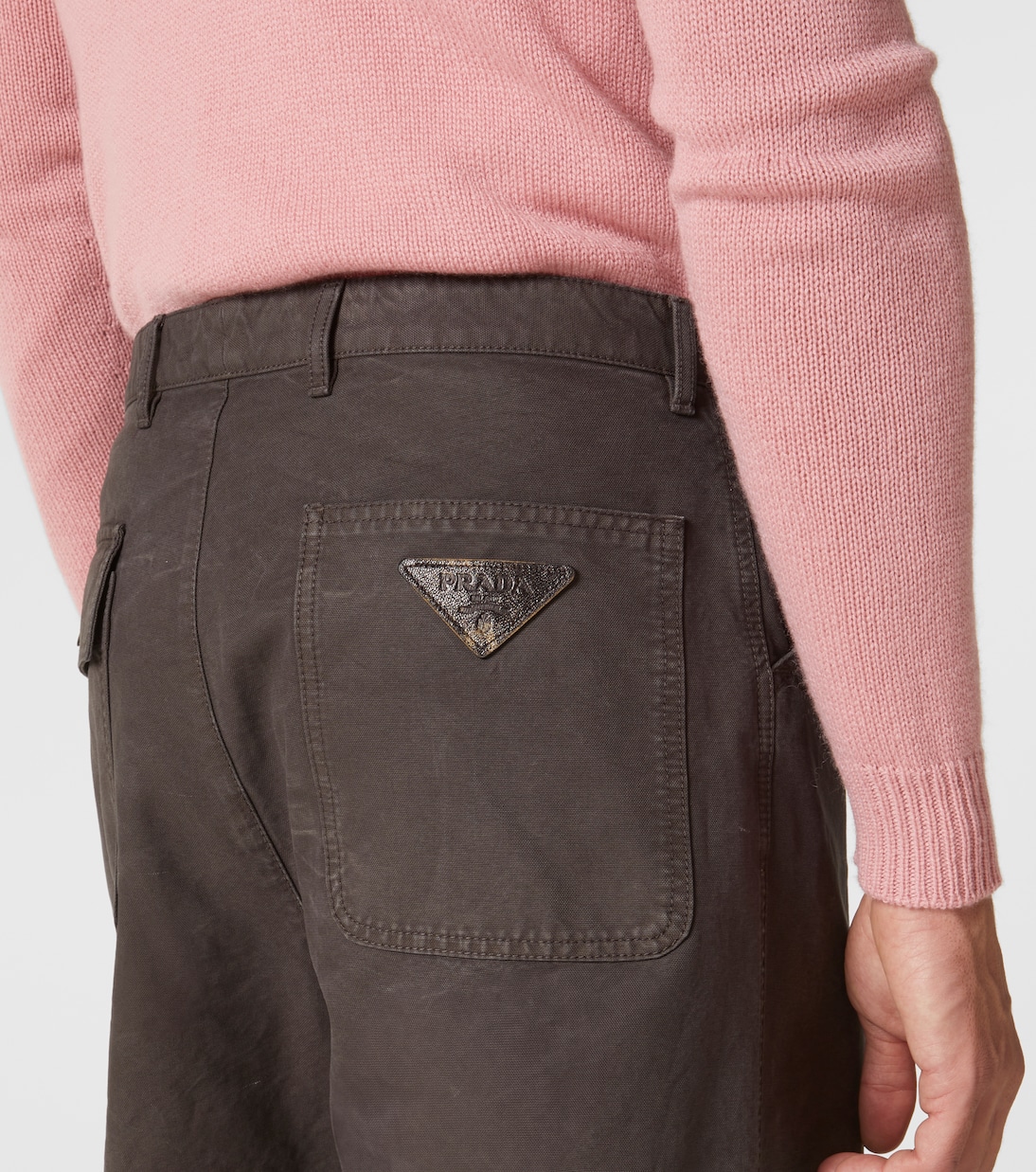 Gerade Hose aus Baumwolle mit Leder | Prada