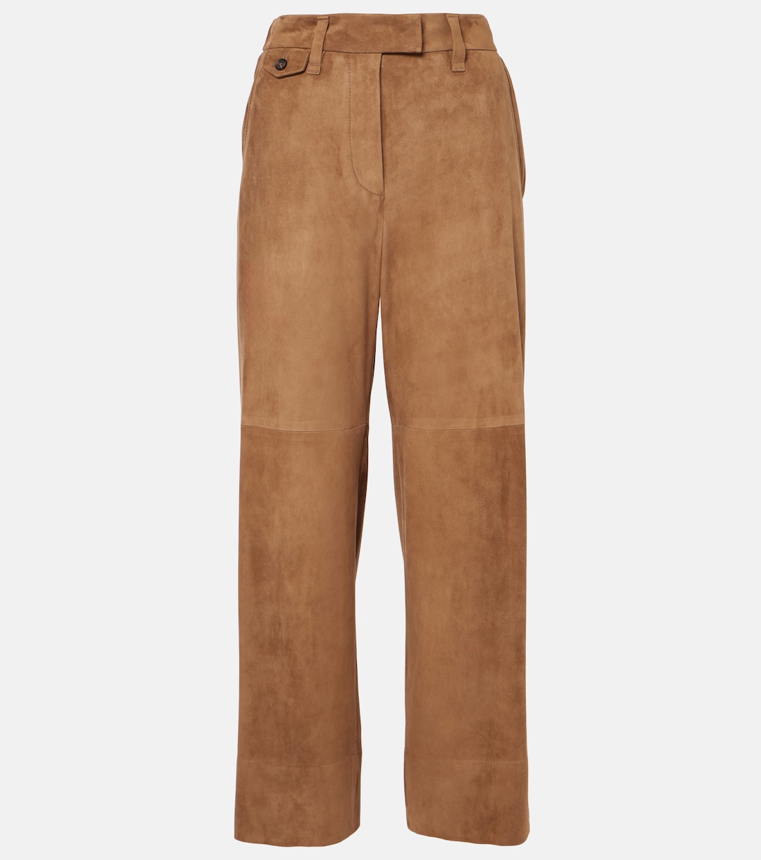 Weite Mid-Rise-Hose aus Veloursleder | Brunello Cucinelli