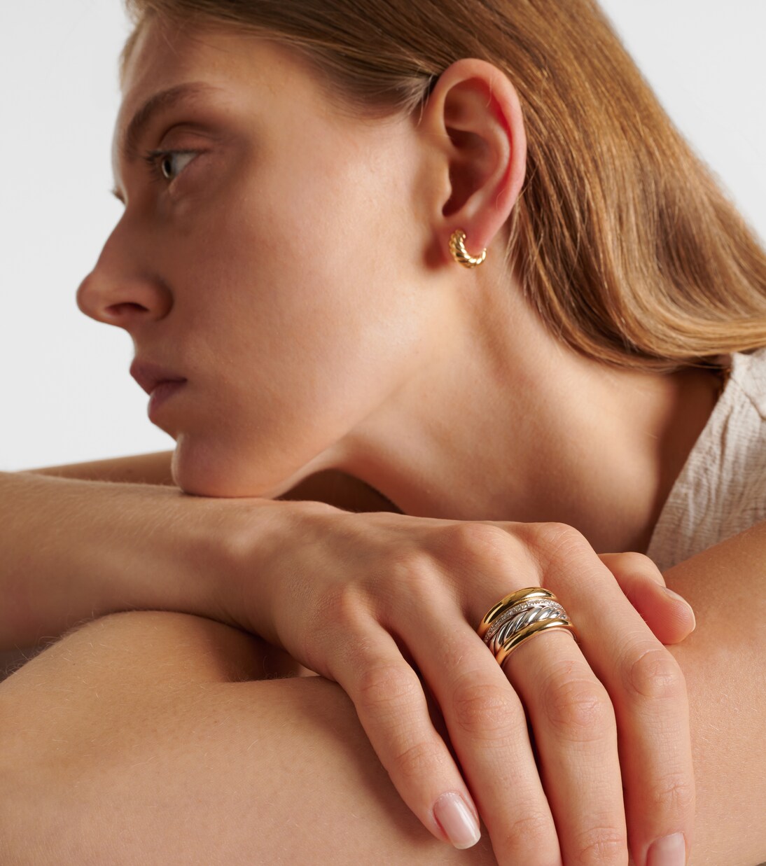 DY Mercer® 18kt gold and sterling silver ring with diamonds | David Yurman