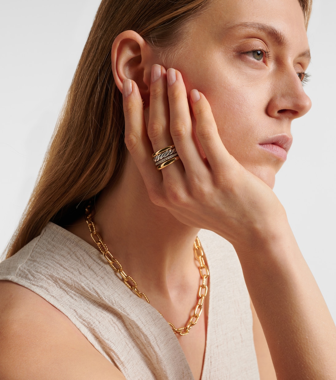 DY Mercer® 18kt gold and sterling silver ring with diamonds | David Yurman