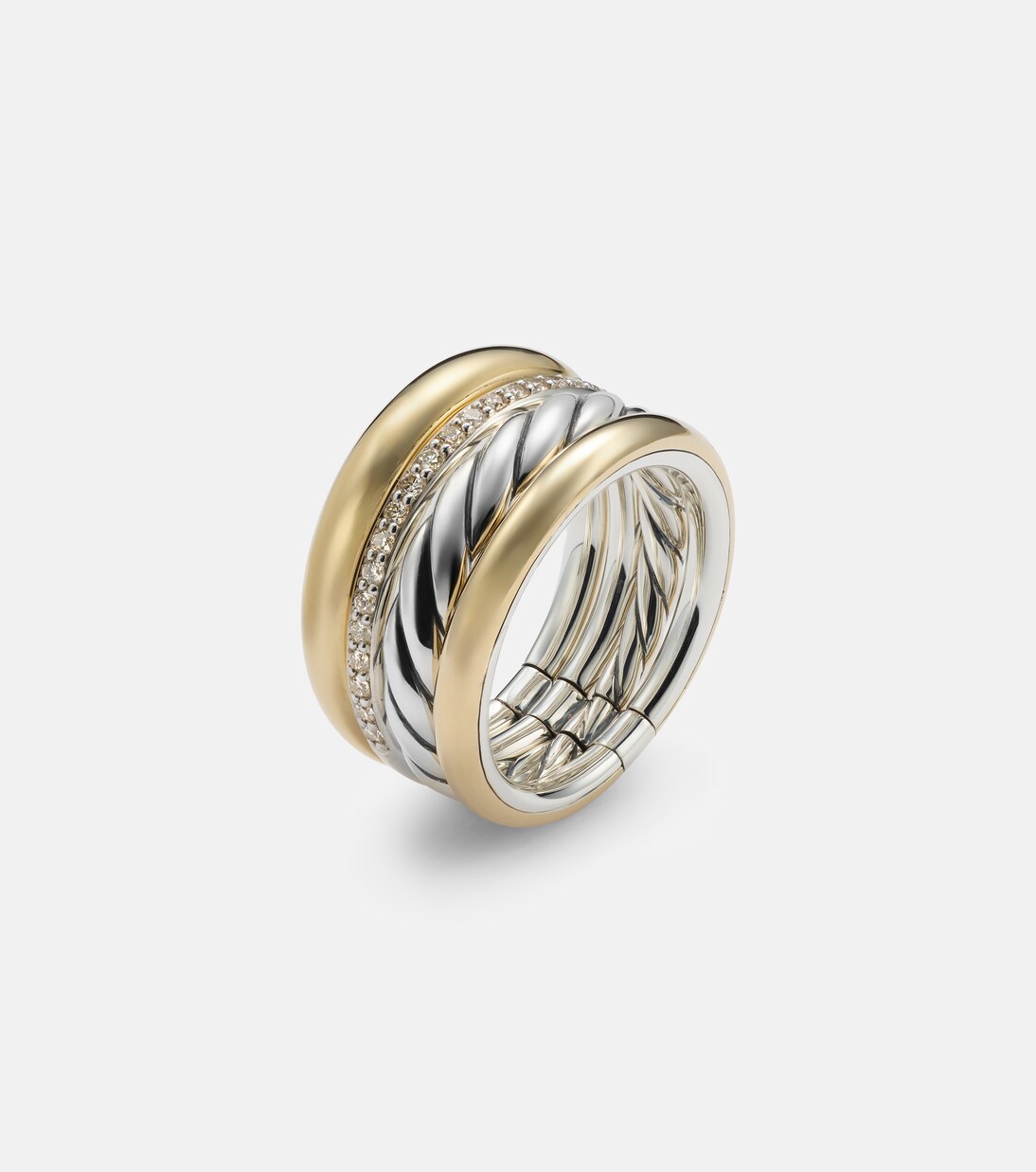 DY Mercer® 18kt gold and sterling silver ring with diamonds | David Yurman