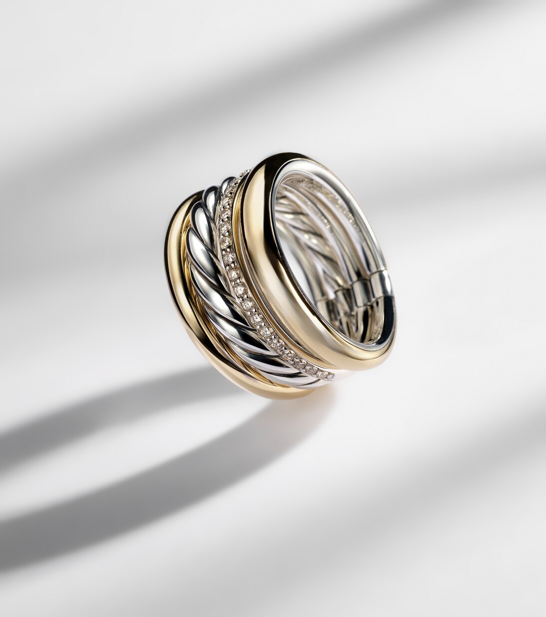 DY Mercer® 18kt gold and sterling silver ring with diamonds | David Yurman