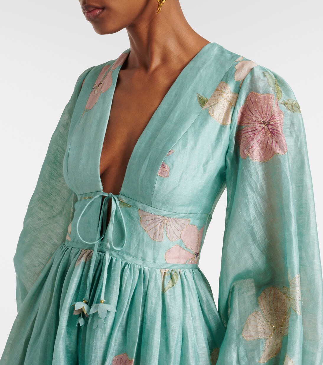 Midikleid Illuminate aus Leinen und Seide | Zimmermann