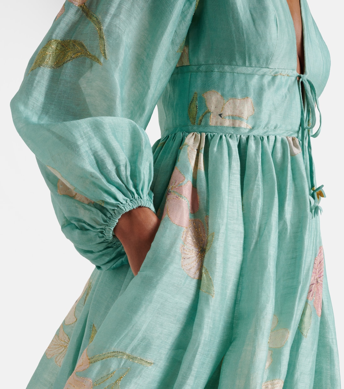 Midikleid Illuminate aus Leinen und Seide | Zimmermann