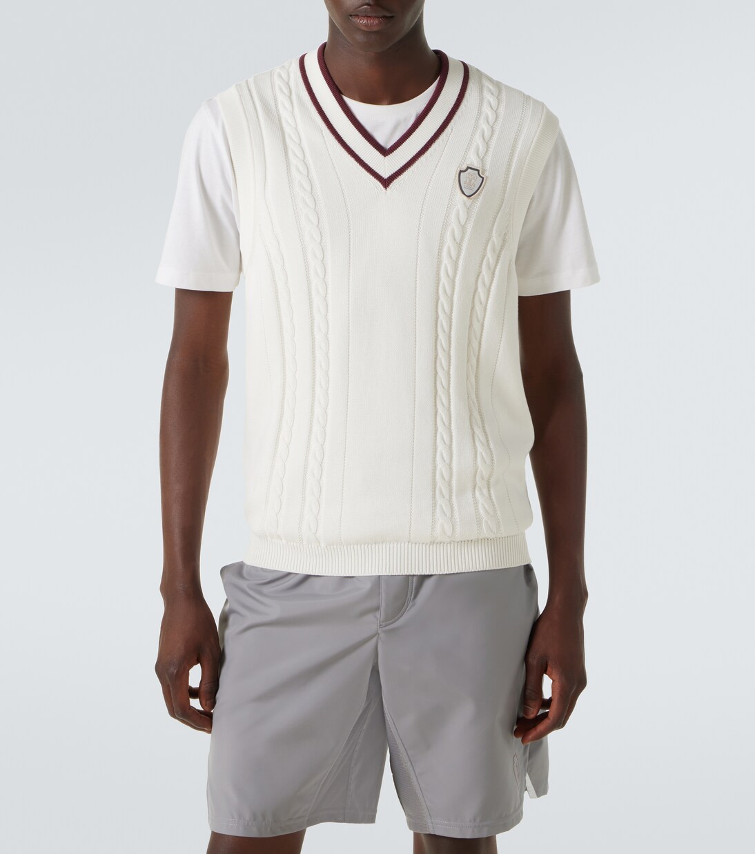 Cable-knit cotton sweater vest | Brunello Cucinelli
