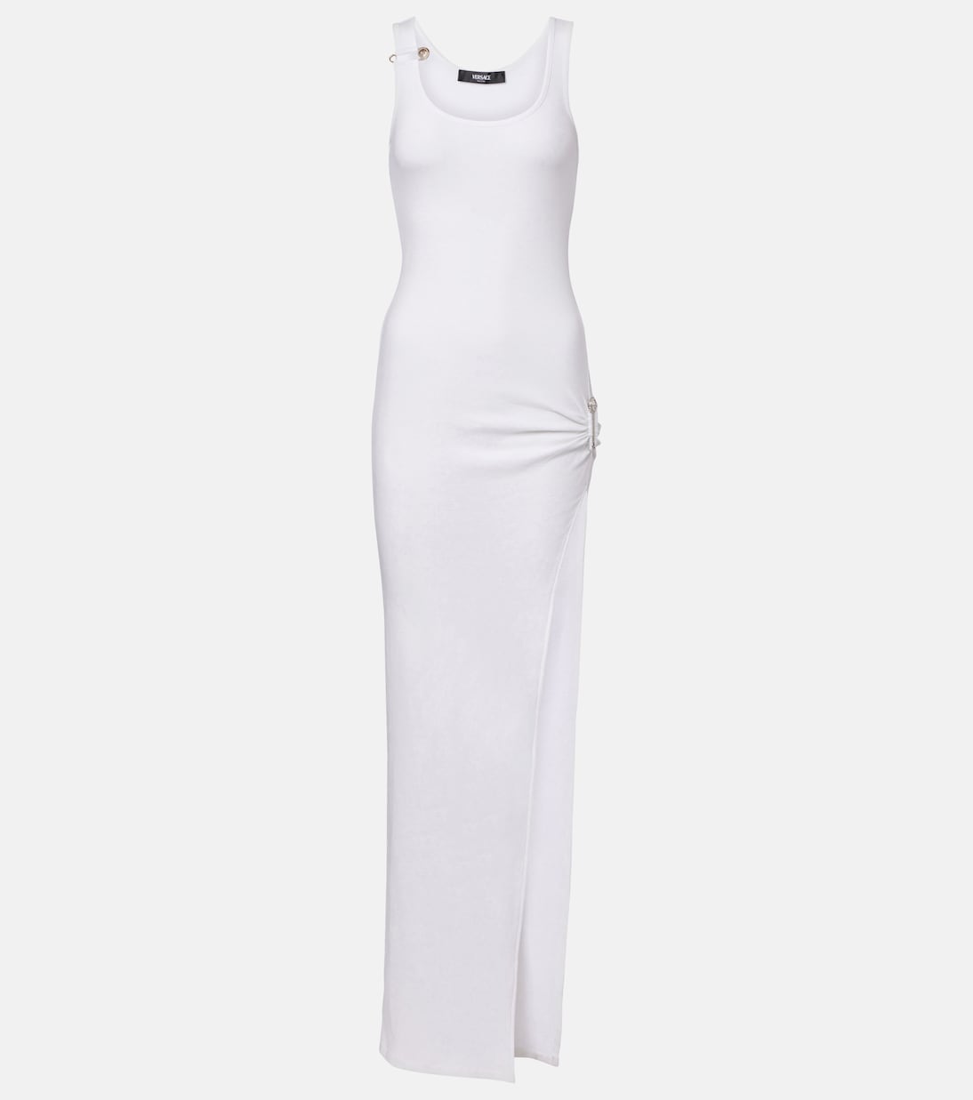 Safety Pin draped cotton-blend maxi dress | Versace