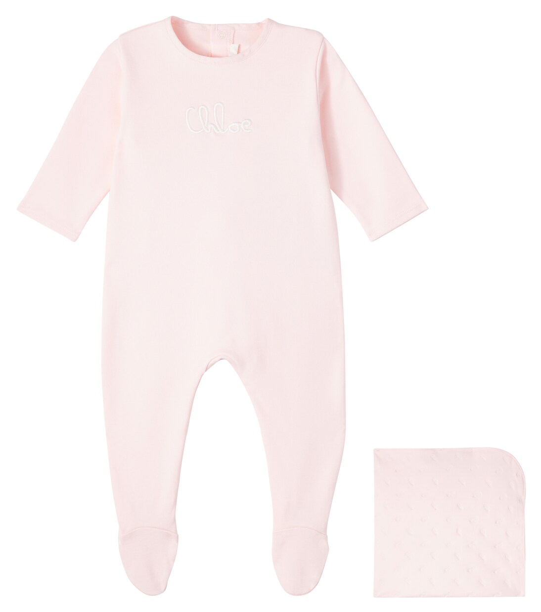 Baby logo cotton onesie and blanket set | Chloé Kids