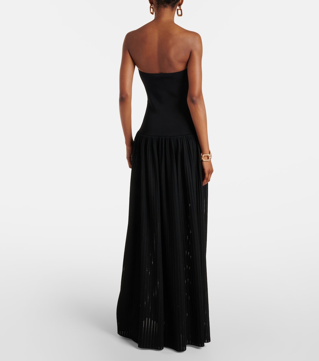 Belted knitted strapless maxidress | Self-Portrait