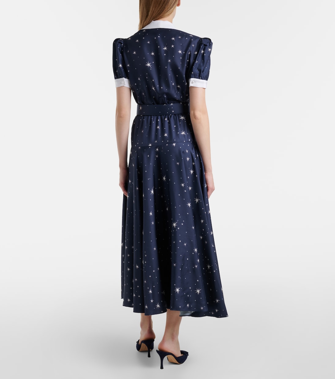 Abito midi in twill di seta con stampa | Rodarte