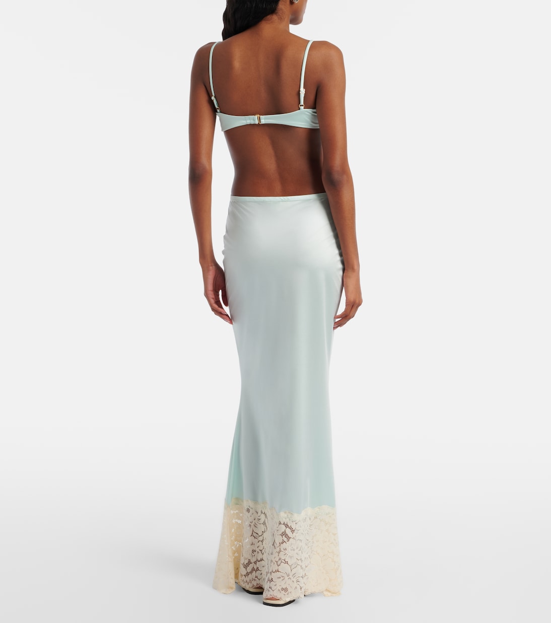 Natalia lace-trimmed satin slip skirt | Montce